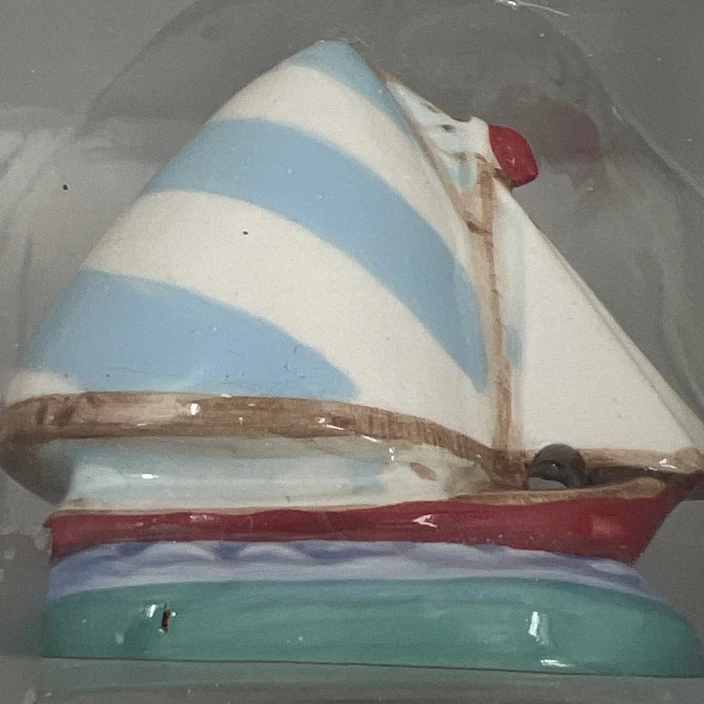 Nautical Coastal Sailboat Ceramic Salt and Pepper Shakers NIB by Cape Shore‎